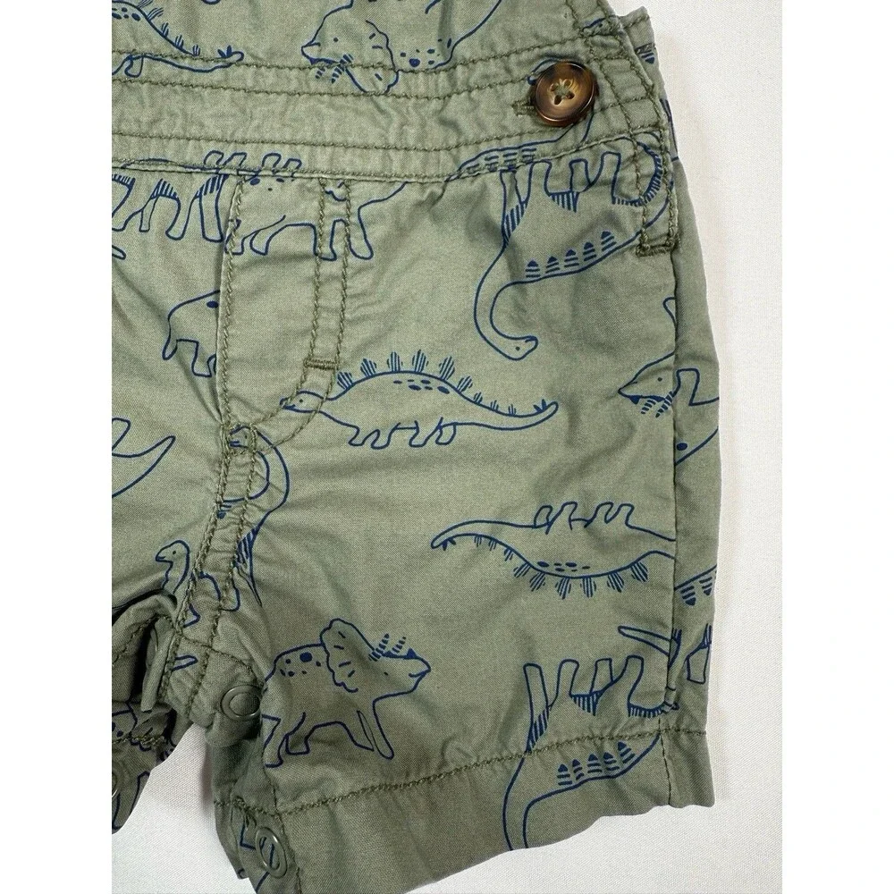 JUST ONE YOU Made‎ By Carters Newborn Dinosaur Print Short Overalls Size NB